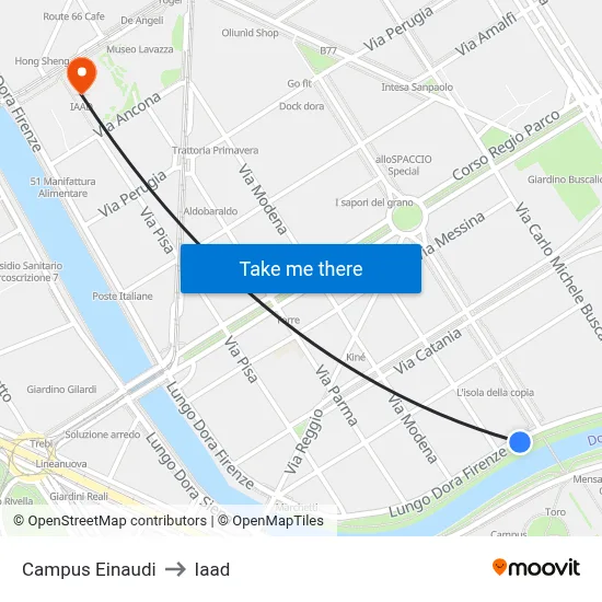 Einaudi Campus to Iaad map