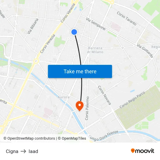 Cigna to Iaad map