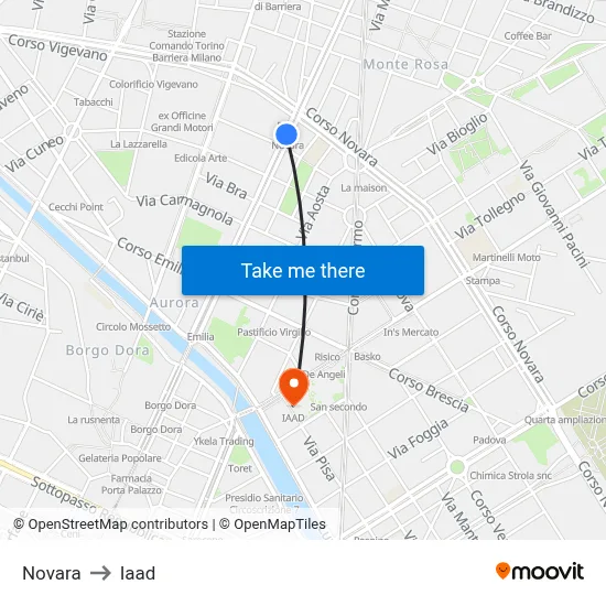 Novara to Iaad map