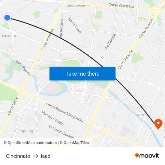 Cincinnato to Iaad map