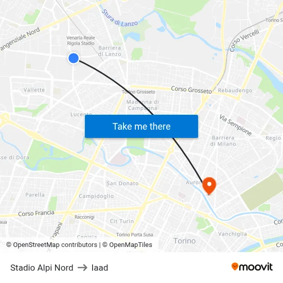Alps Stadium North to Iaad map
