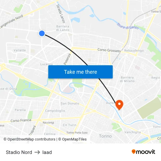 North Stadium to Iaad map