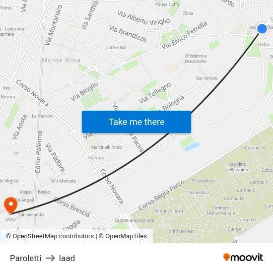 Paroletti to Iaad map