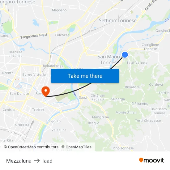 Mezzaluna to Iaad map