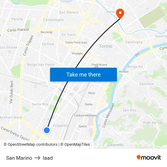 San Marino to Iaad map