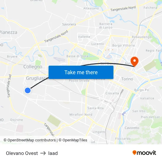 Olevano West to Iaad map