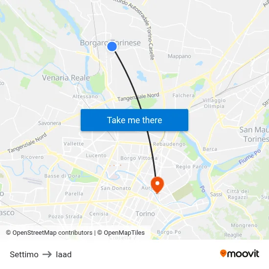 Settimo to Iaad map
