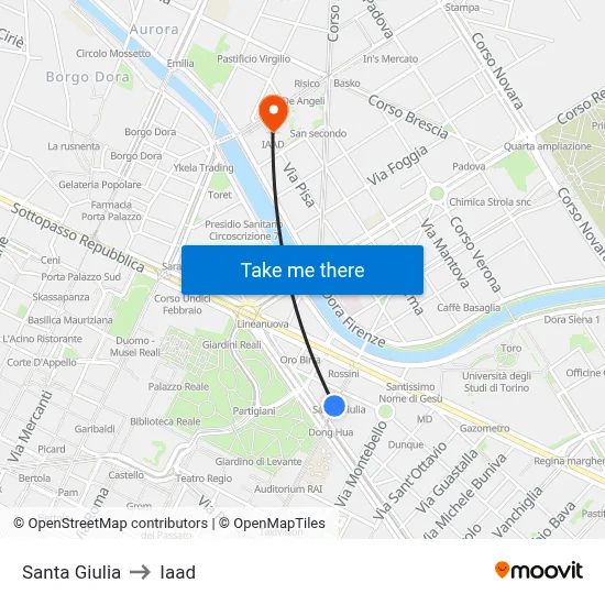 Santa Giulia to Iaad map