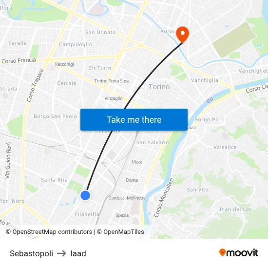 Sebastopoli to Iaad map