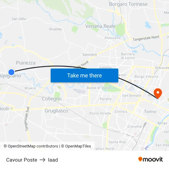 Cavour Post Office to Iaad map
