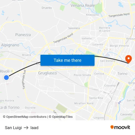 San Luigi to Iaad map