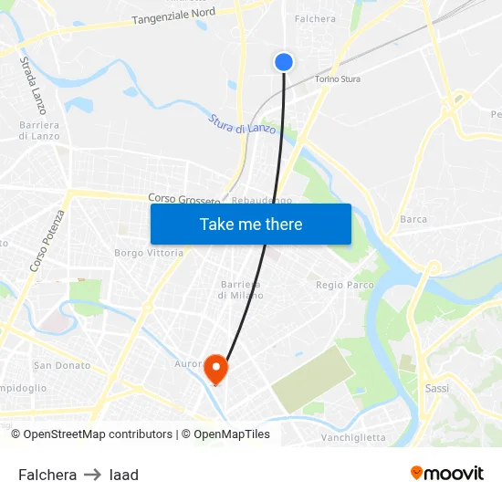 Falchera to Iaad map