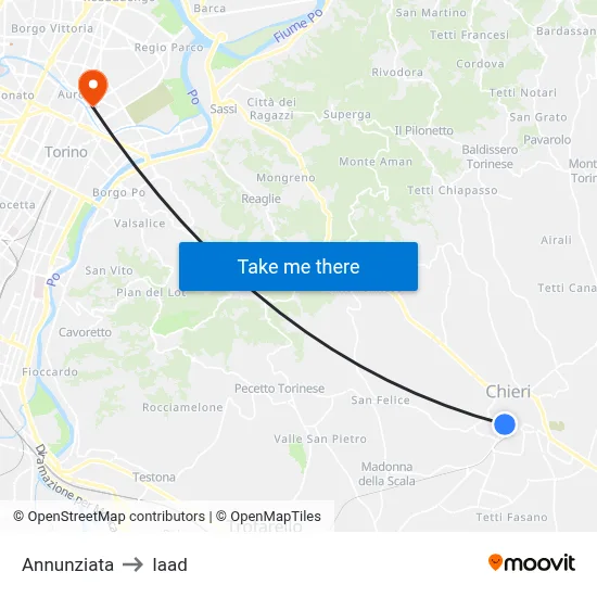 Annunziata to Iaad map