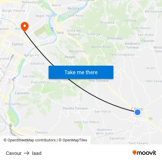 Cavour to Iaad map