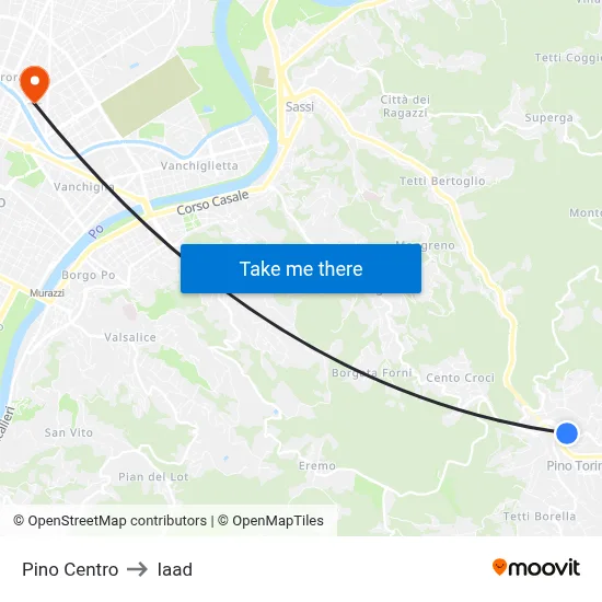 Pino Center to Iaad map