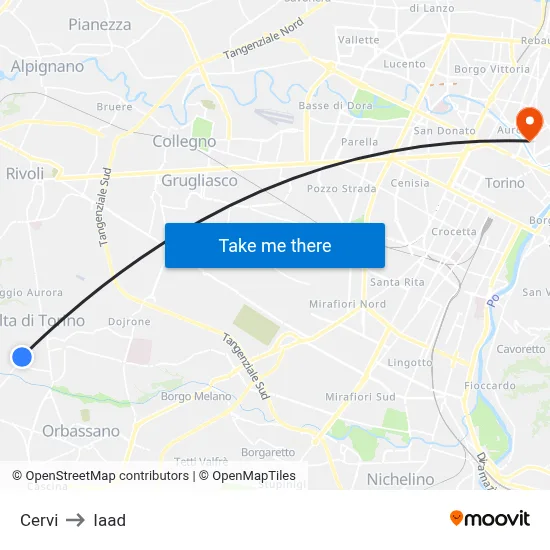 Cervi to Iaad map
