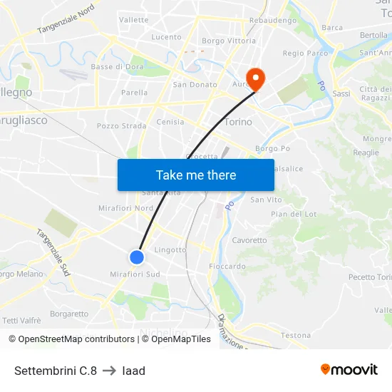 Settembrini C.8 to Iaad map
