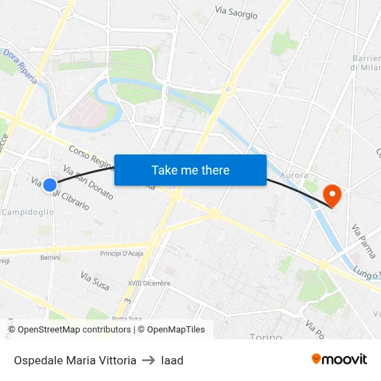 Maria Vittoria Hospital to Iaad map