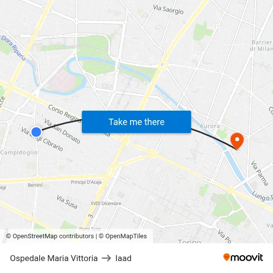 Maria Vittoria Hospital to Iaad map