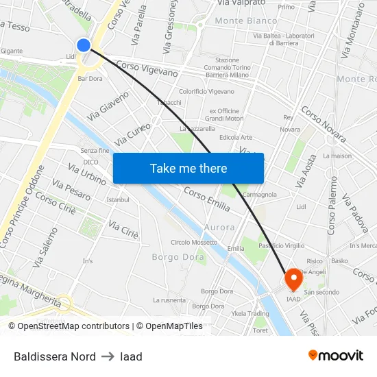 Baldissera North to Iaad map