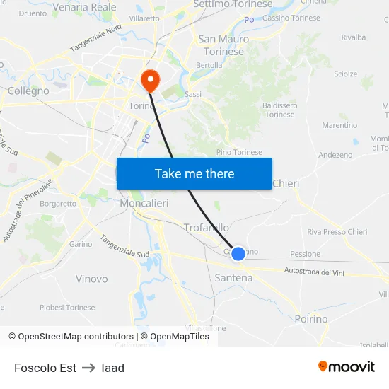 Foscolo East to Iaad map
