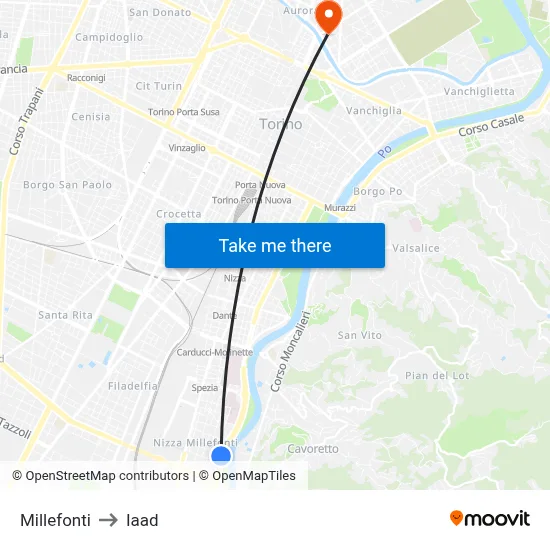 Millefonti to Iaad map