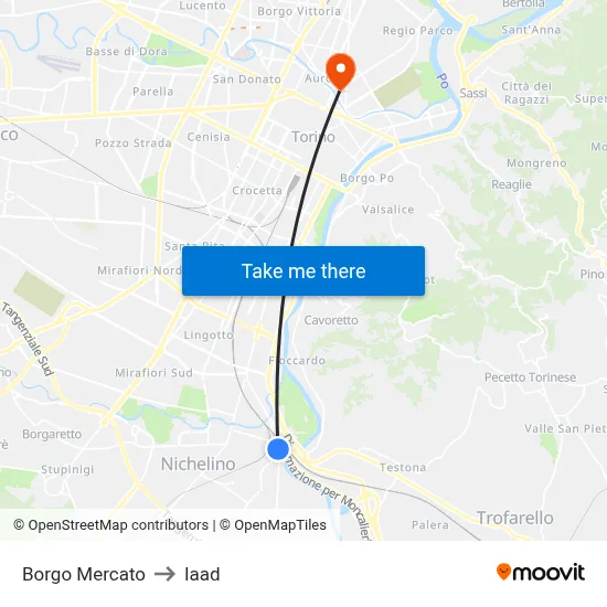 Market Borough to Iaad map