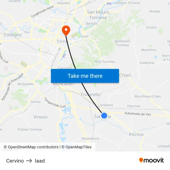 Cervino to Iaad map