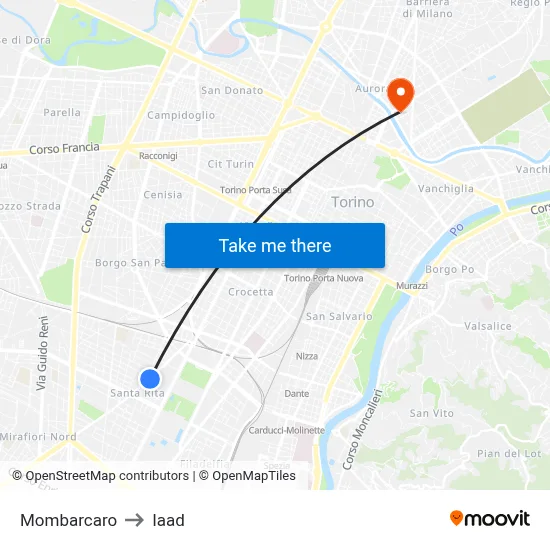 Mombarcaro to Iaad map