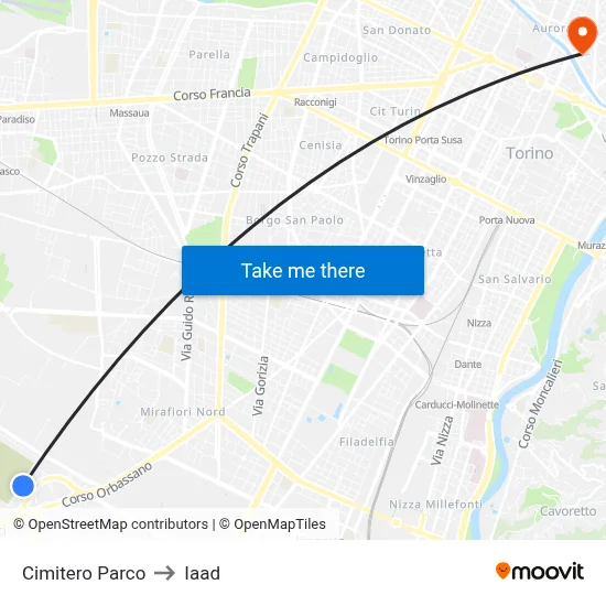 Park Cemetery to Iaad map