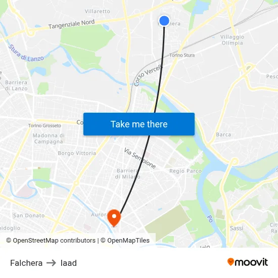 Falchera to Iaad map
