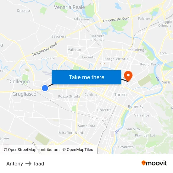 Antony to Iaad map