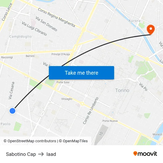 Sabotino Terminal to Iaad map