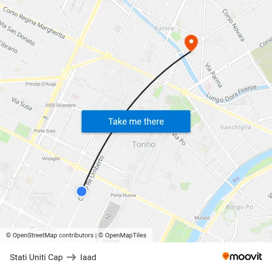 Stati Uniti Stop to Iaad map