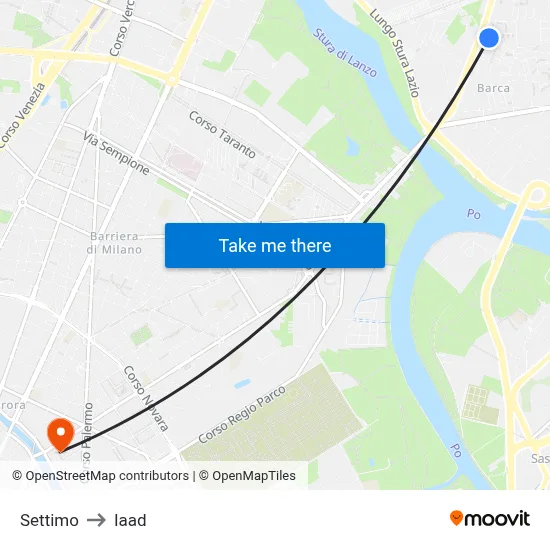 Settimo to Iaad map