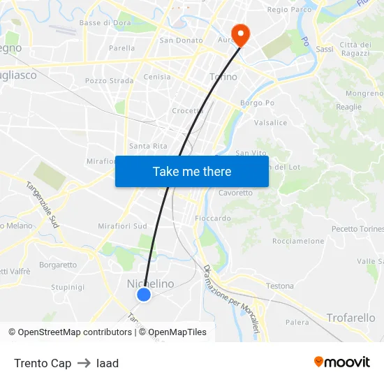 Trento Terminal to Iaad map