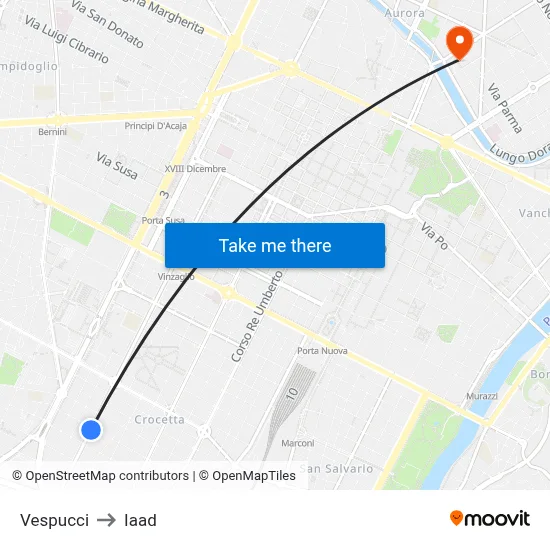 Vespucci to Iaad map