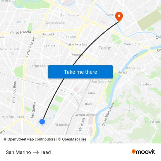San Marino to Iaad map