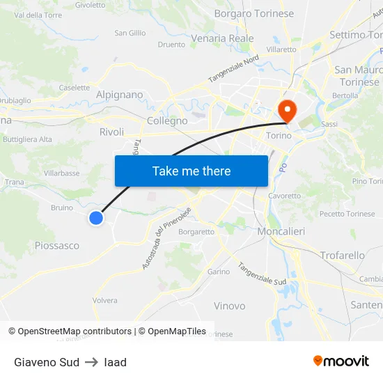 South Giaveno to Iaad map