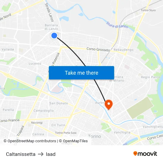 Caltanissetta to Iaad map