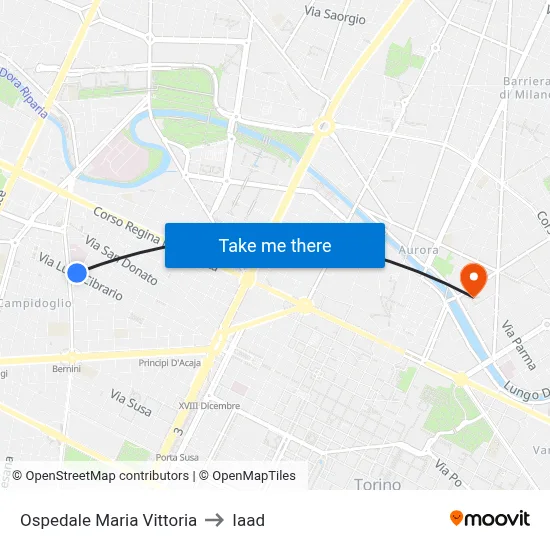 Maria Vittoria Hospital to Iaad map