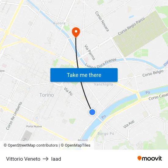 Vittorio Veneto to Iaad map