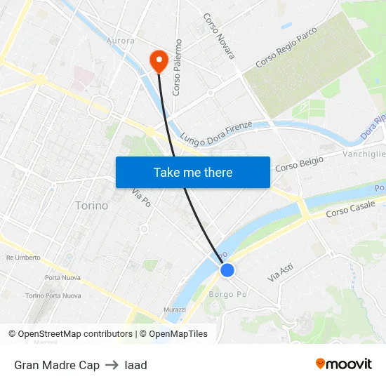 Gran Madre Terminal to Iaad map