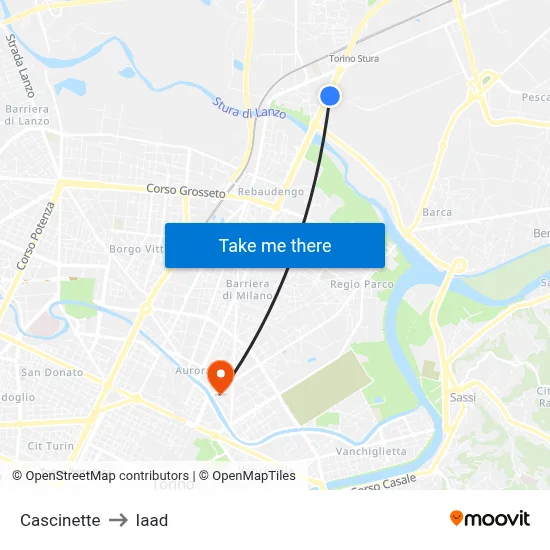 Cascinette to Iaad map