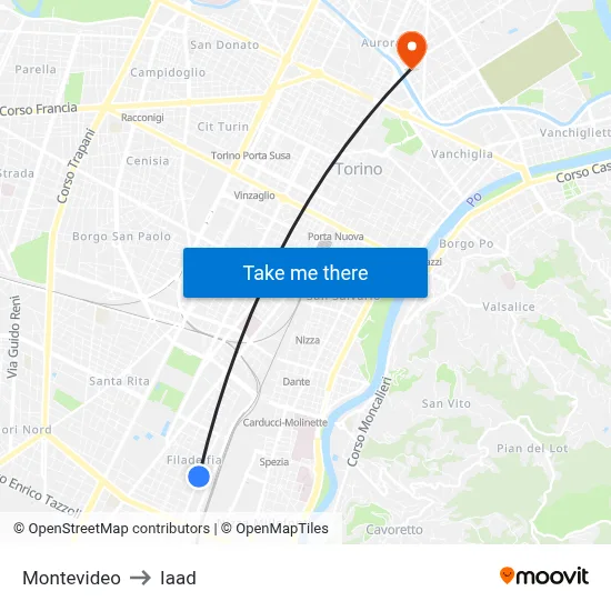 Montevideo to Iaad map