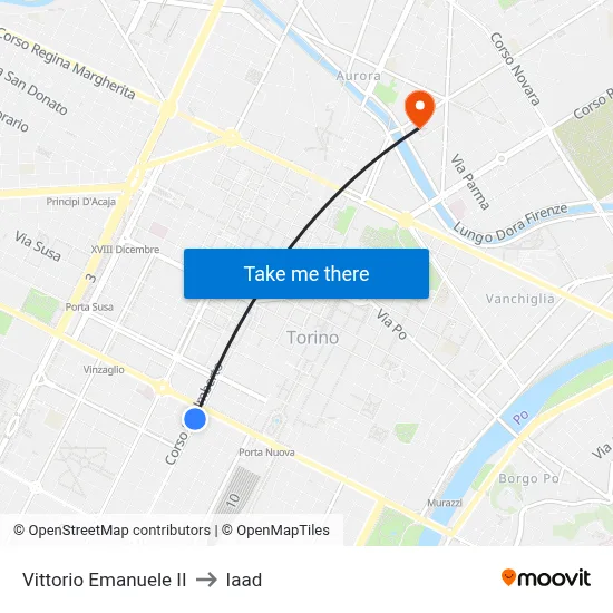 Vittorio Emanuele II to Iaad map