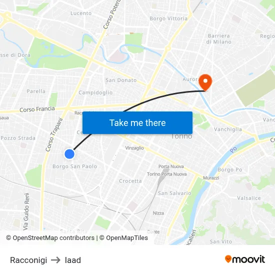 Racconigi to Iaad map