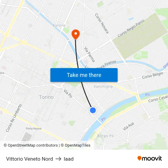 North Vittorio Veneto to Iaad map