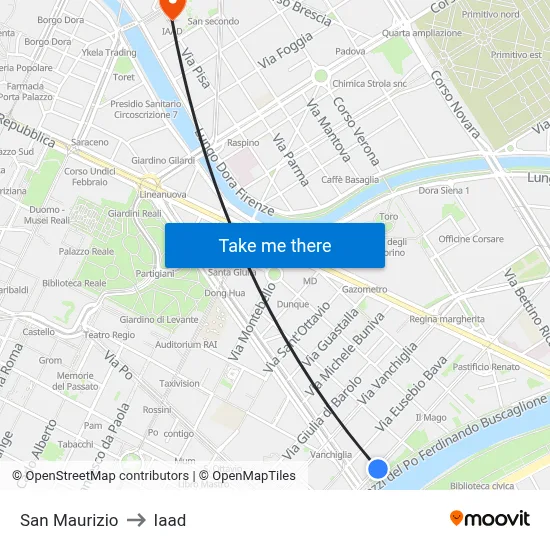 San Maurizio to Iaad map