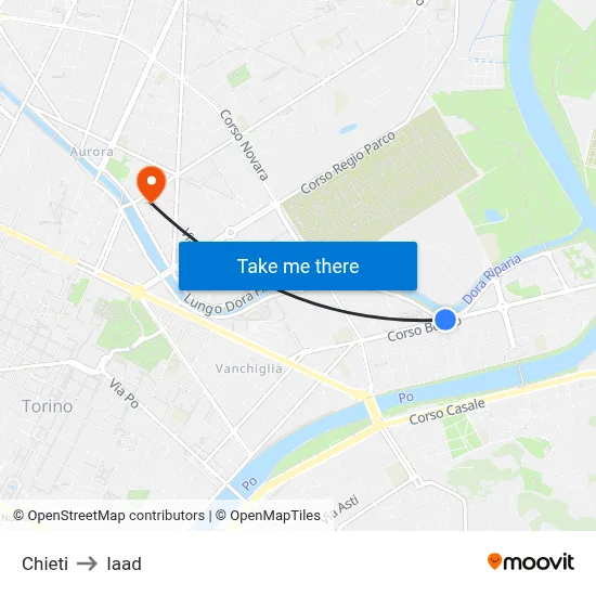 Chieti to Iaad map